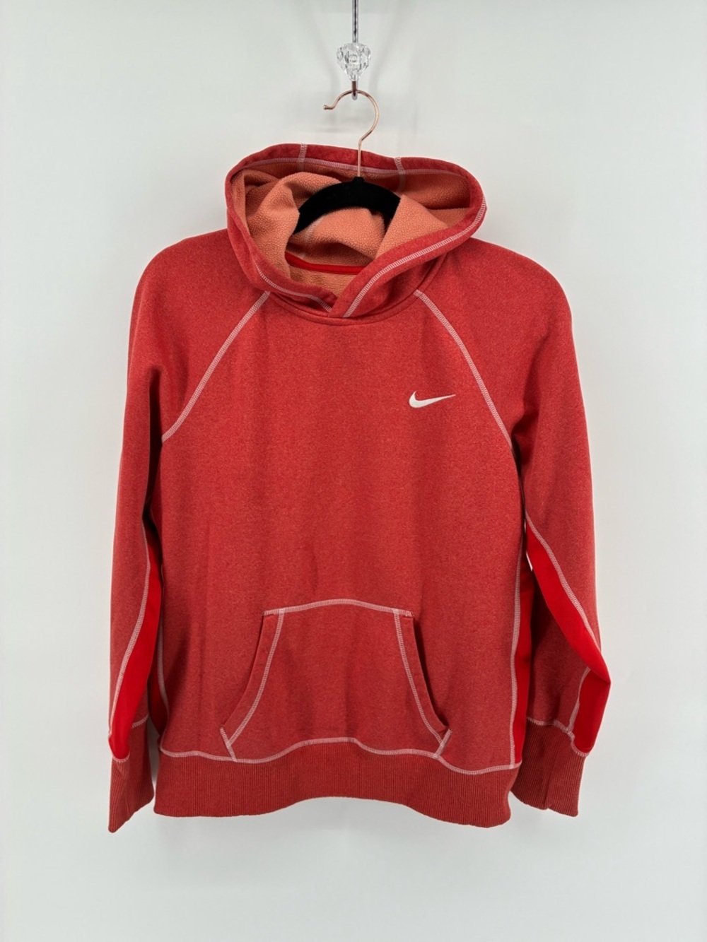 Nike Women's Orange Therma-Lite Fleece Lined Stretchy Running Lightweight Hoodie